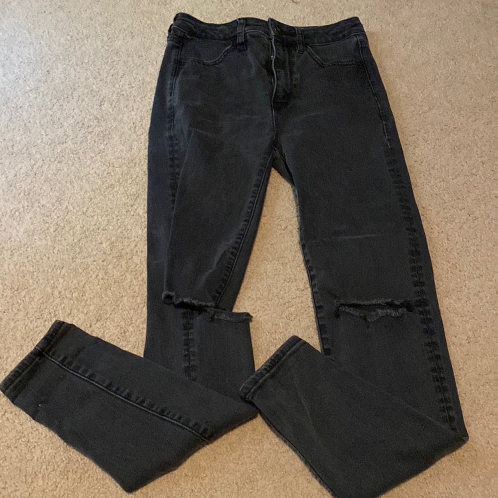Black American Eagle super hi-rise begging
